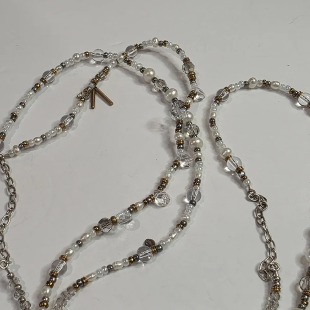 SILPADA‎ Stardust 54 Sterling Silver Brass Pearl Crystal Beaded Necklace - Picture 8 of 12